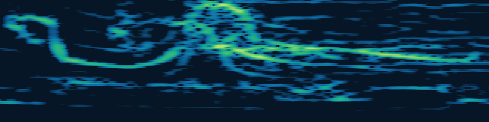 Spectrogram of an Asian elephant rumble showing frequency-modulated harmonics below 230 hertz